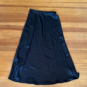 Elegant Black Satin Midi Skirt